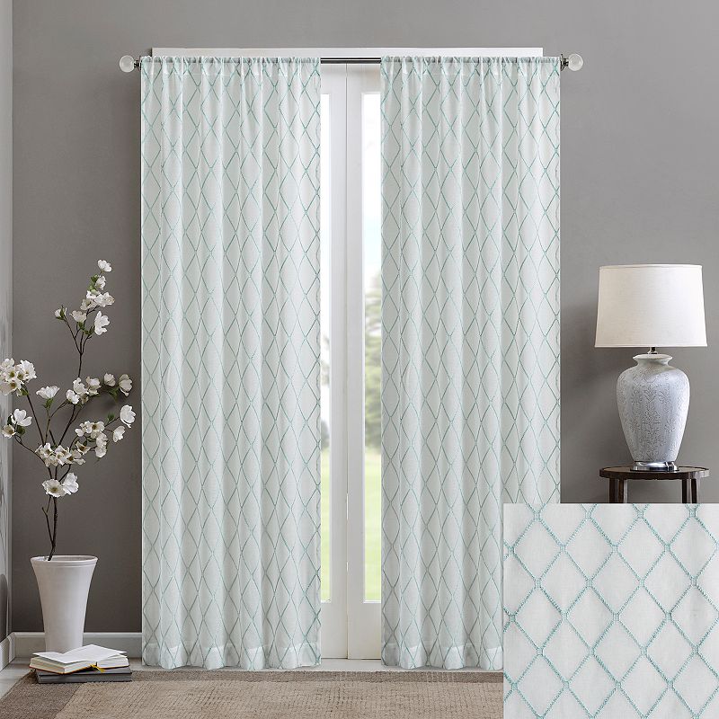 Madison Park 1-Panel Iris Diamond Sheer Window Curtain