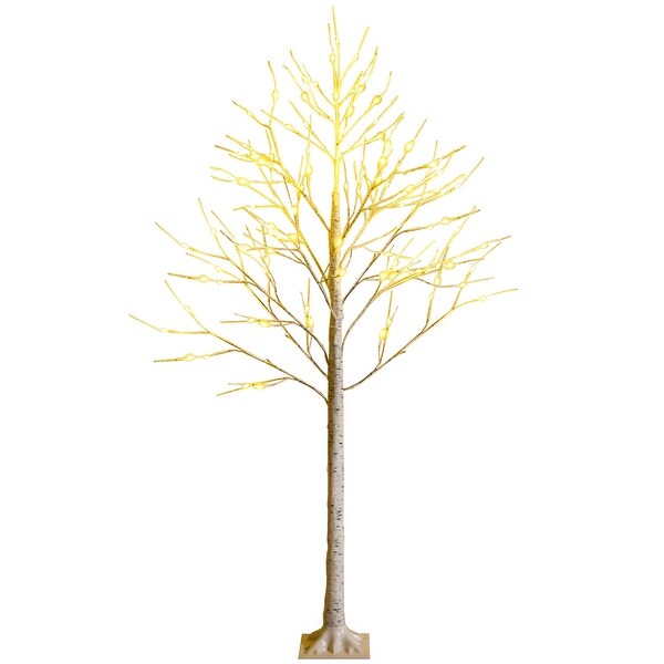 Costway 6ft Prelit White Twig Birch Tree for Christmas Holiday w/96