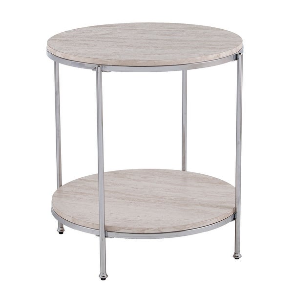 SEI Furniture Henderson Round Faux Marble Side Table