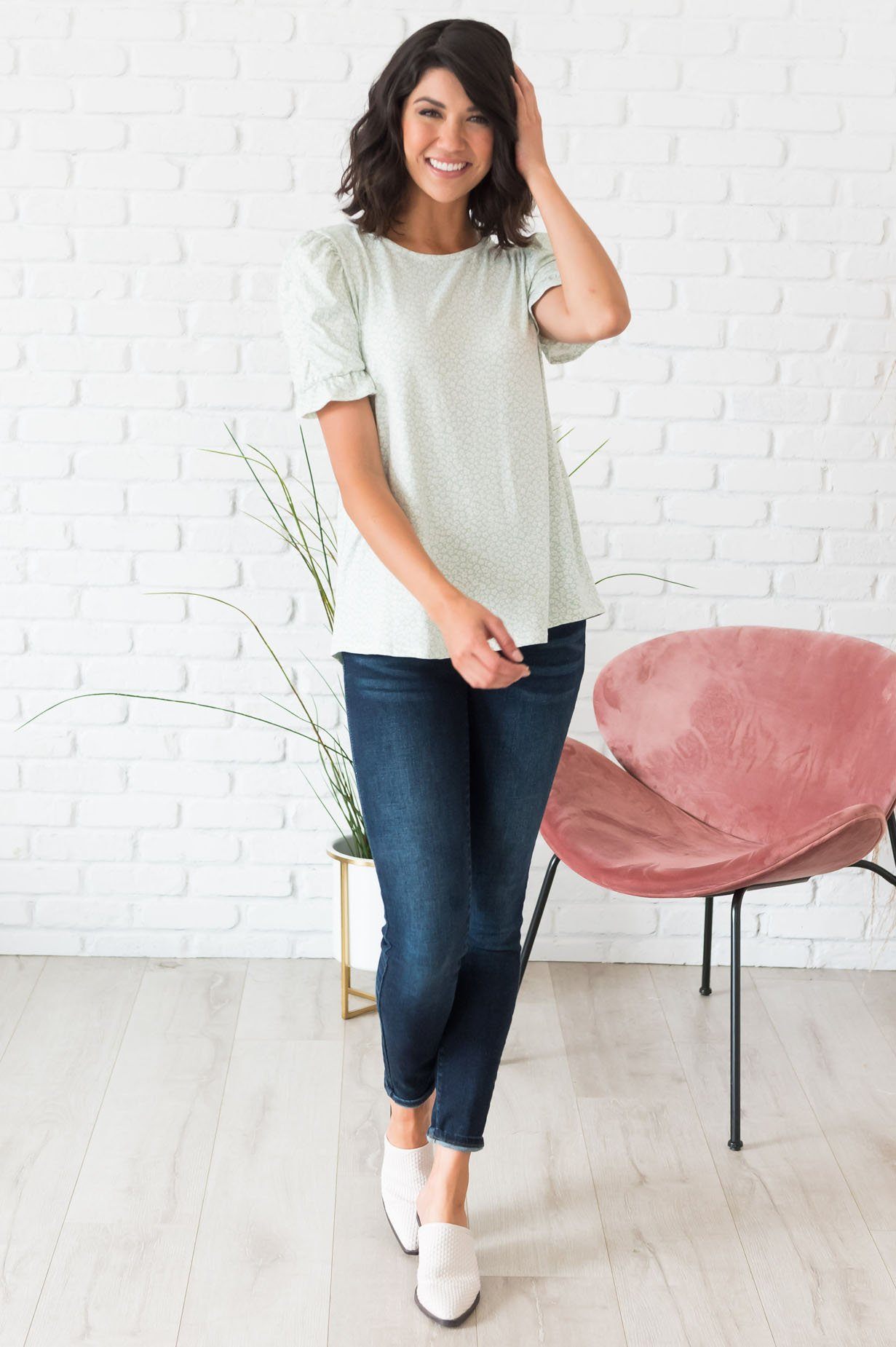 Darling Smile Ruche Sleeve Top