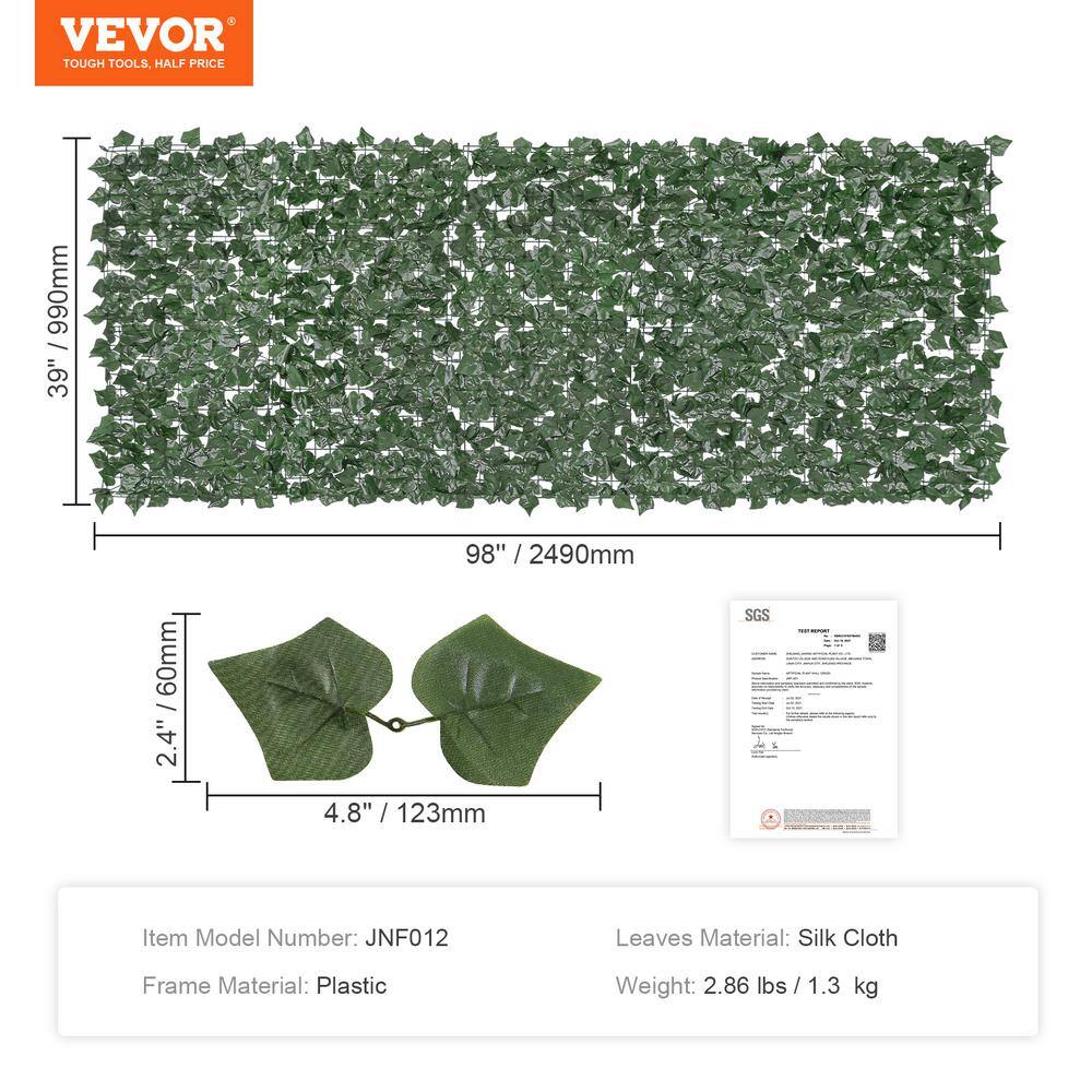 VEVOR Ivy Privacy Fence 39 x 98 in. Artificial Green Wall Screen Greenery Ivy Fence Faux Hedges Vine Leaf Decoration WLSRZ39X981PCNFAJV0