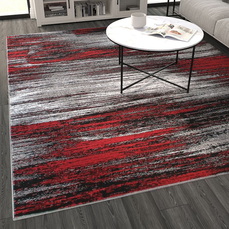 Masada Rugs Masada Rugs Trendz Collection 8'x10' Modern Contemporary Area Rug in Red， Gray and Black - Design Trz863