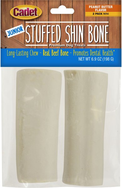 Cadet Junior Stuffed Shin Peanut Butter Bones Dog Treats， Mini， 2 count