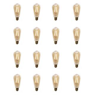 Feit Electric 60-Watt Equivalent ST19 Dimmable Straight Filament Amber Glass Vintage Edison LED Light Bulb Warm White (16-Pack) ST19LEDHDRP44