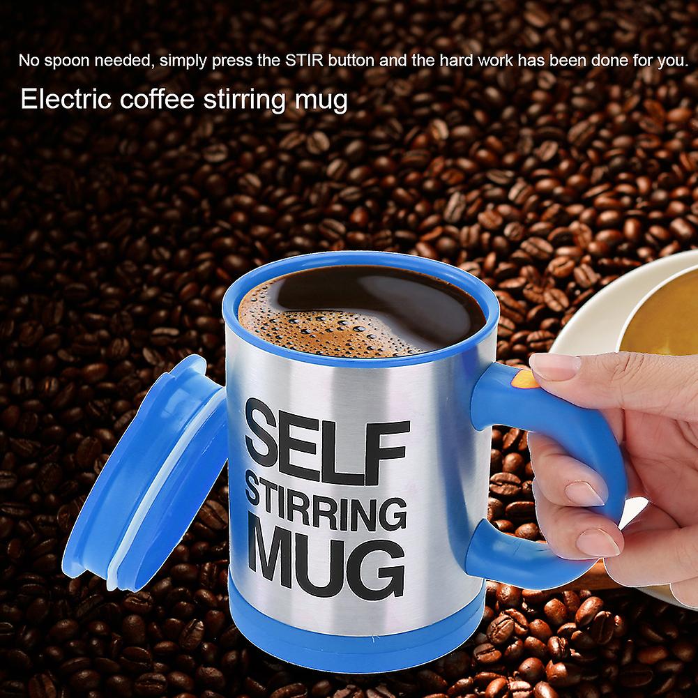 301-400ml Stainless Steel Electric Stirring Mug Automatic Milk Juice Coffee Cup (Blue)