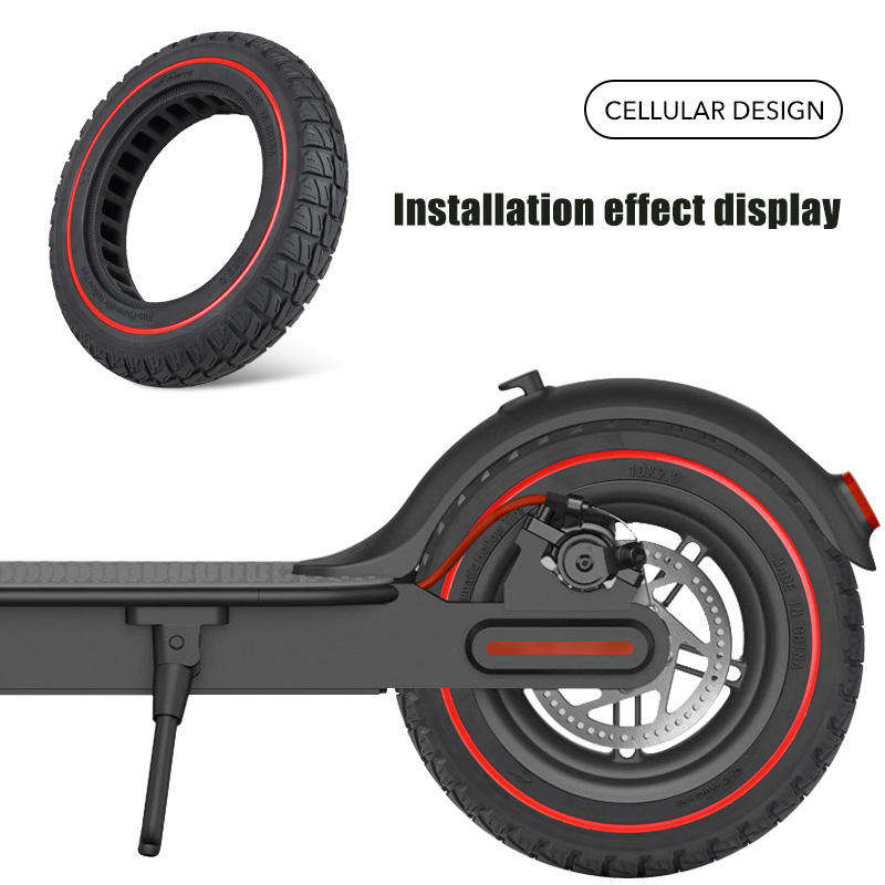 factory directly Red 10x2 inch honeycomb anti slip solid tire for KUGOOKIRIN electric scooter tires