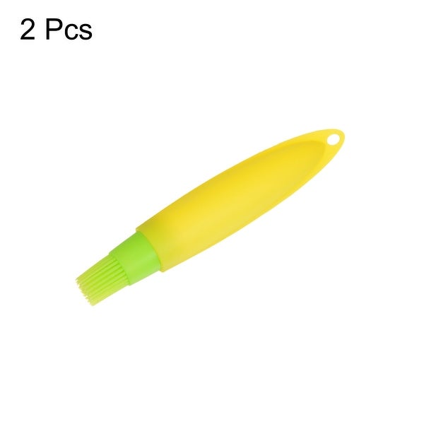 2pcs Silicone Oil Bottle Brush Tip Tail for BBQ Cooking Baking， Green+Yellow