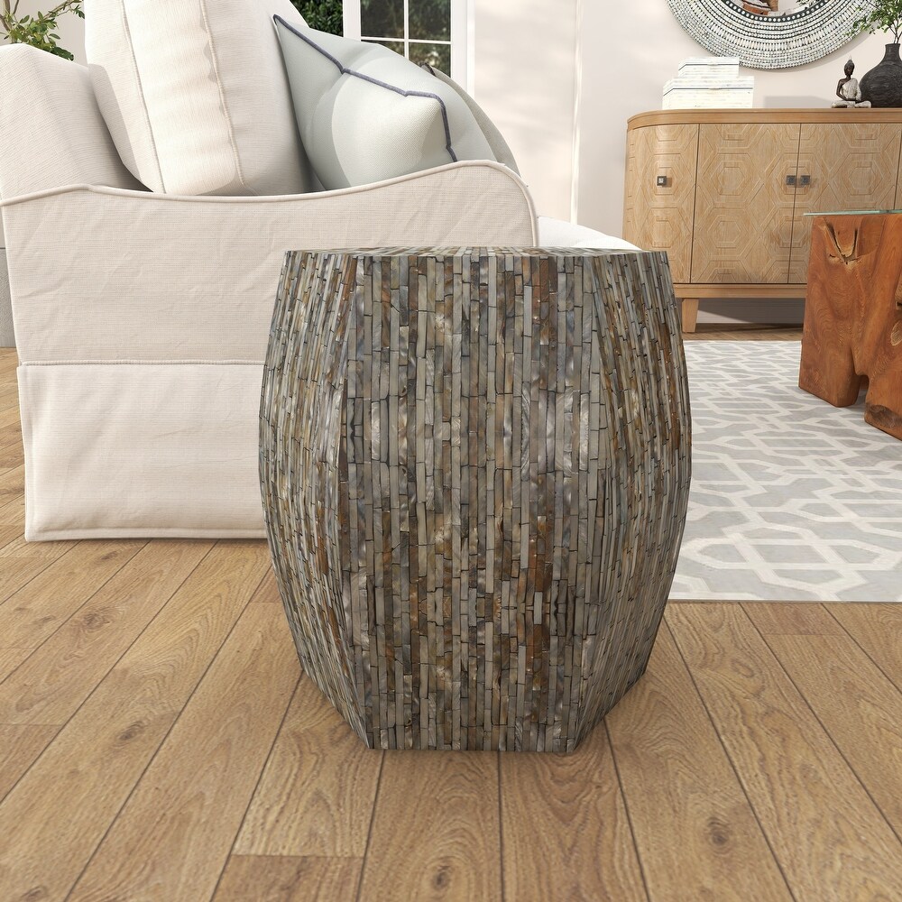 Grey Shell Contemporary Accent Table 16 x 16 x 16