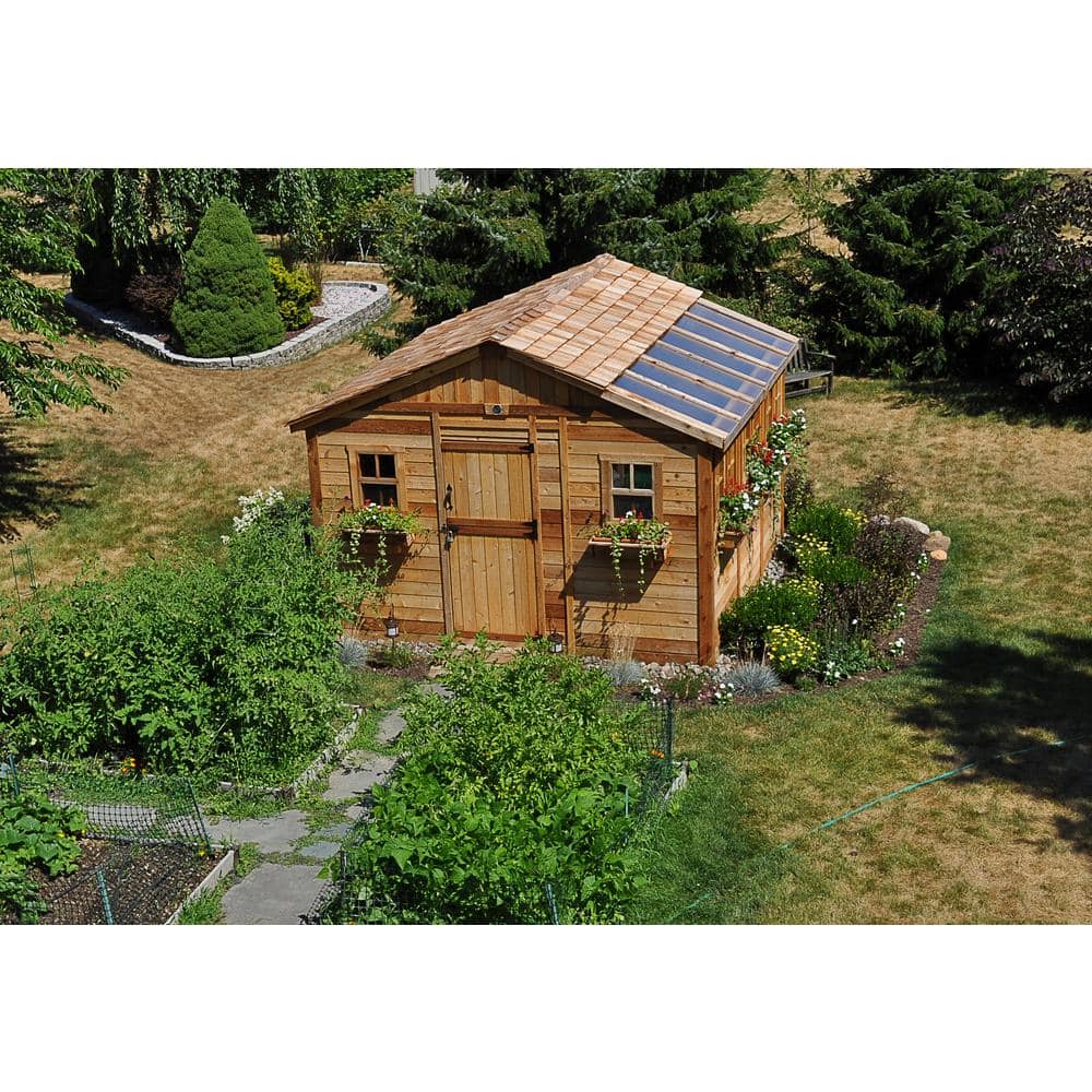 Outdoor Living Today Sunshed 12 ft. x 12 ft. Western Red Cedar Garden Shed SSGS1212