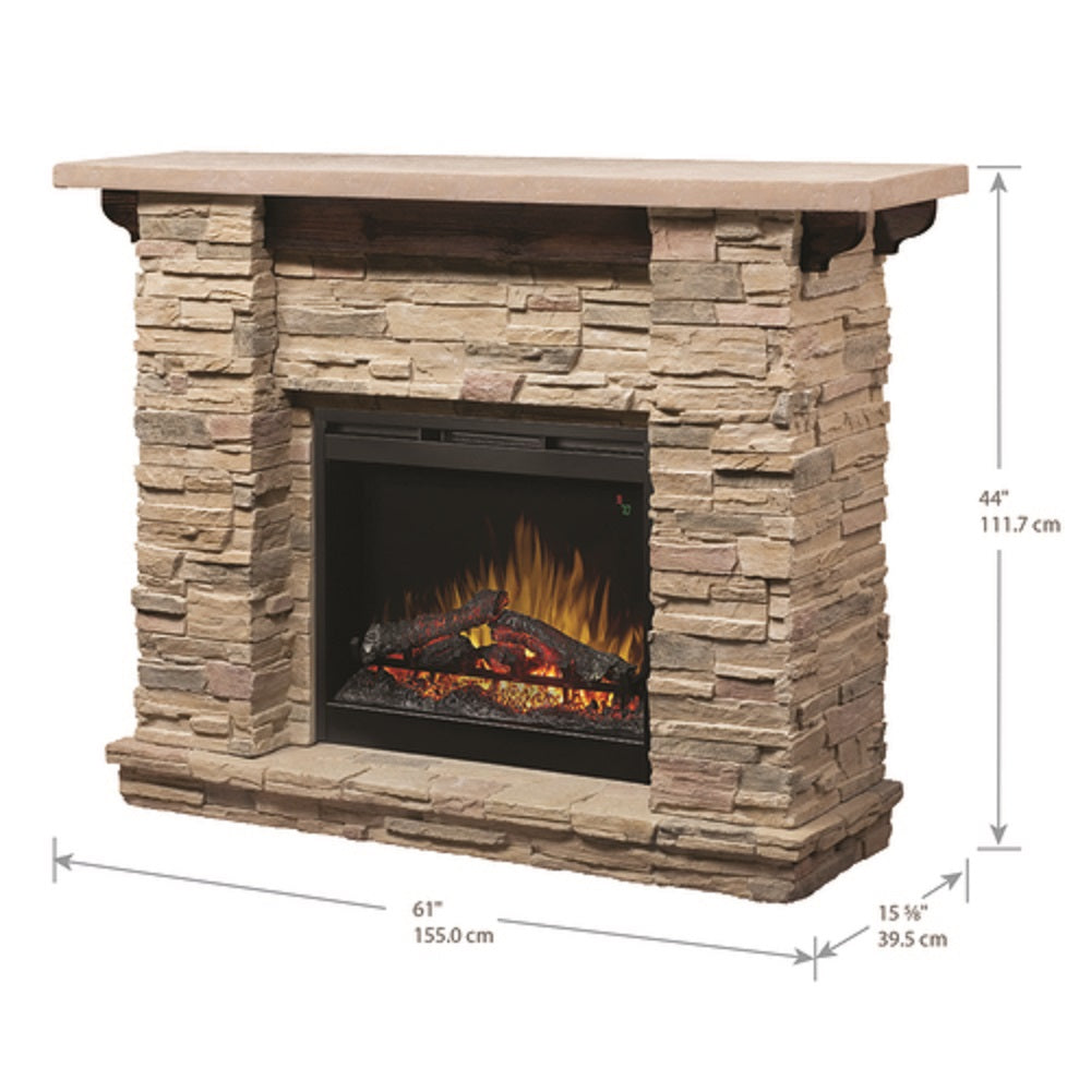 Dimplex Featherston 61 inch Electric Fireplace Mantel Package - Stone, GDS26L5-1152LR