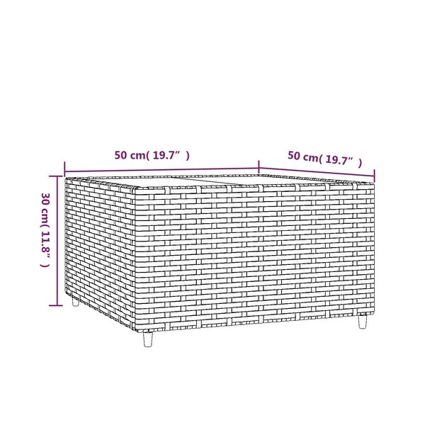 vidaXL Outdoor Coffee Table Square Patio Coffee Table for Lawn Poly Rattan