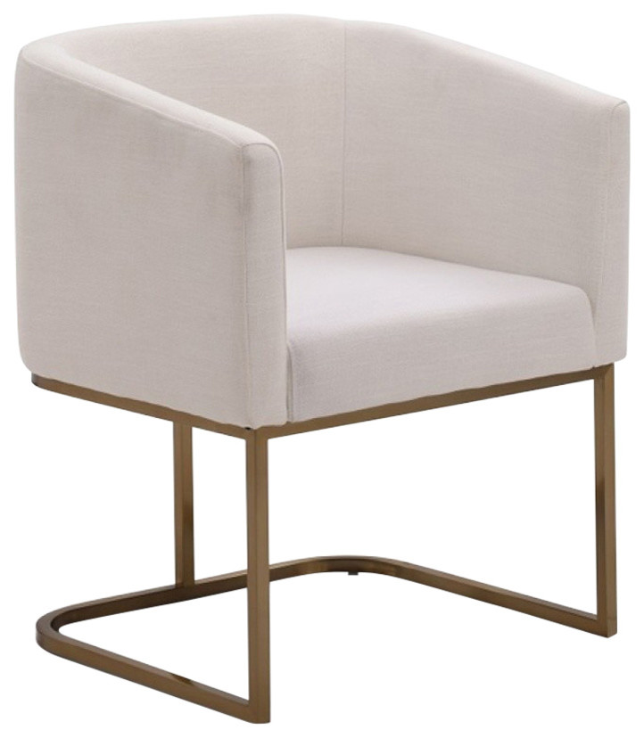 Modrest Yukon Modern White Fabric and Antique Brass Dining Chair   Contemporary   Dining Chairs   by Vig Furniture Inc.  Houzz