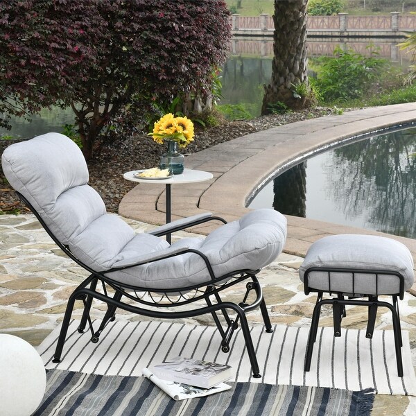 XIZZI 2Piece Outdoor Rocking Chair Recliner with Ottoman