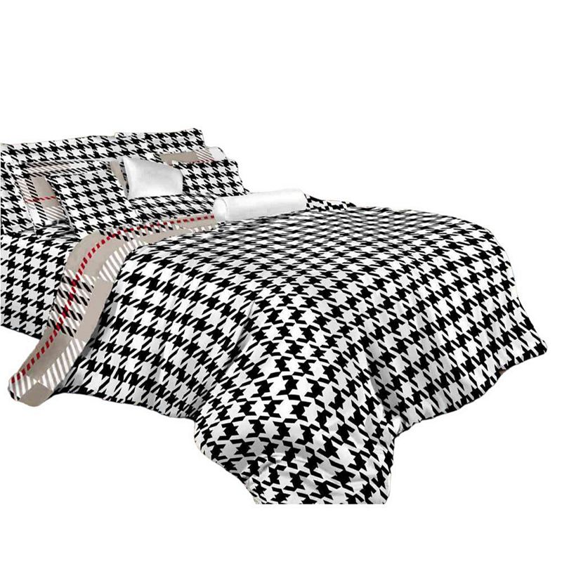 Dolce Mela Duvet Cover Sheets Set， Houndstooth Check