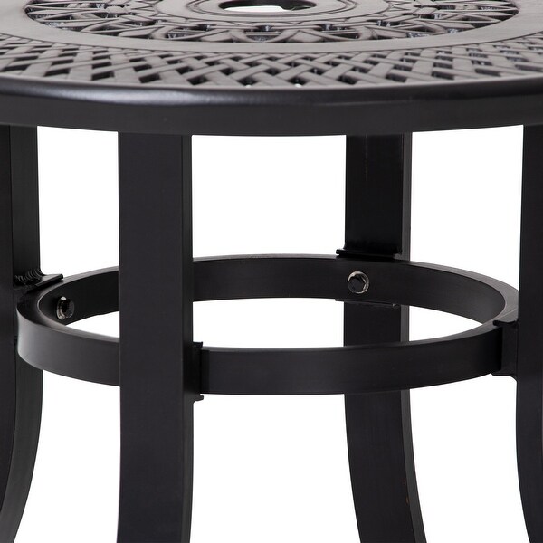 Pellebant Outdoor Round Cast Aluminum Small Table with Umbrella Hole