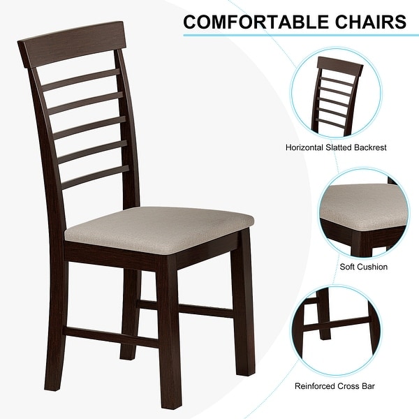 2pcs Retro Upholstered Seat Dining Chair with High Backrest