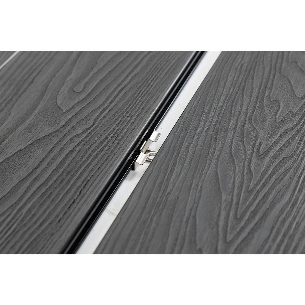 Kahomvis 910 in. x 5-45 in. x 7.2 ft. Embossing Black Wood Plastic Composite Decorative Floor Decking Board 5-Piece Set Yea-LKD0-1ZP