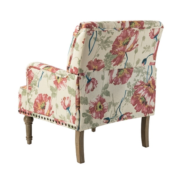 Geltrude Traditional Floral Fabric Design Upholstered Accent Armchair with Nailhead Trim Set of 2 by HULALA HOME