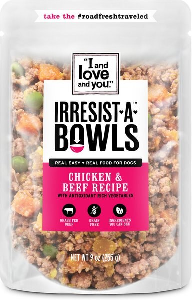 I and Love and You Irresist-a-Bowls Grain-Free Chicken and Beef Recipe Freeze-Dried Dog Food， 9-oz pouch