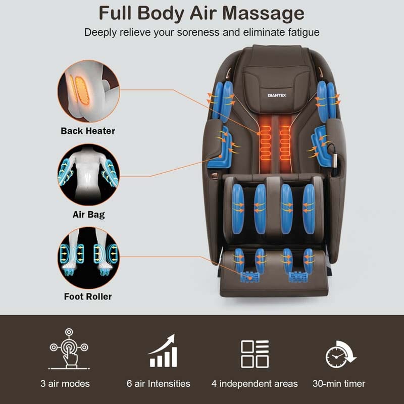 Assembly-Free SL Track Full Body Zero Gravity Massage Chair Recliner with Back Heater