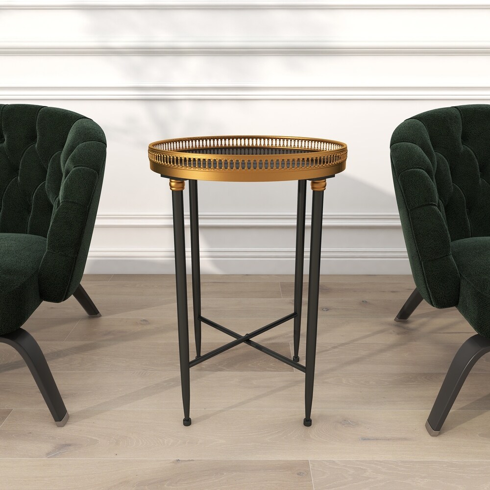 Black Metal Accent Table with Tray Top