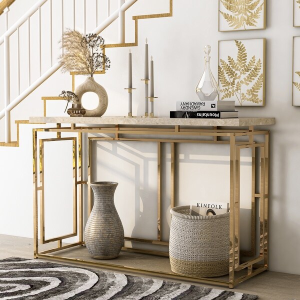 Furniture of America Angelina 47-in. Modern Glam Geometric Sofa Table