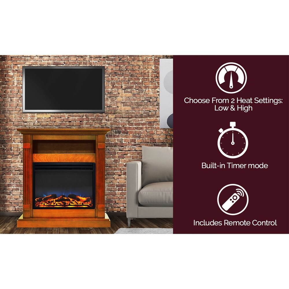 Cambridge Sienna 34 In. Electric Fireplace w/ Multi Color LED Insert and Teak Mantel