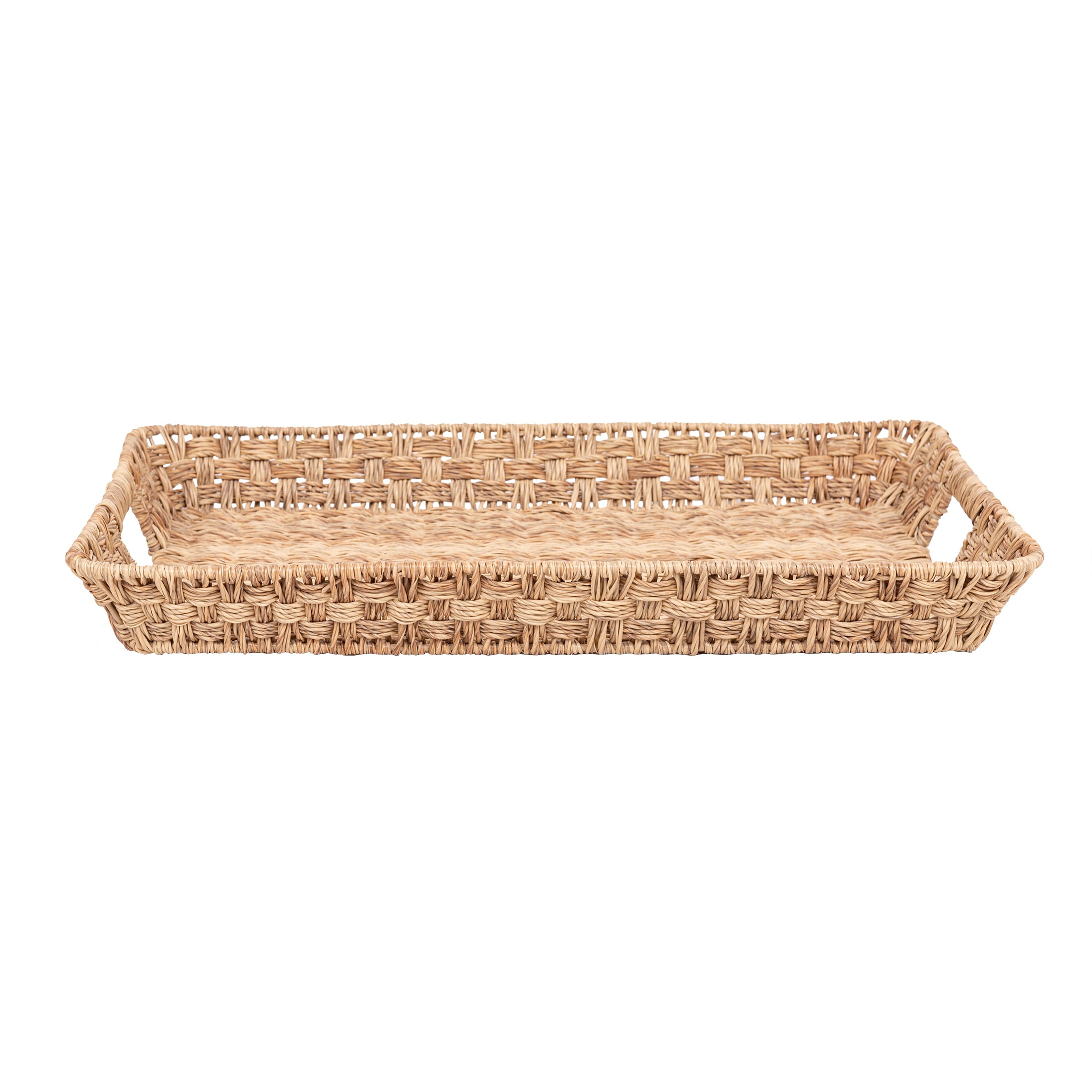 Better Homes and Gardens- Beige Rectangle Rattan Serving Tray， 21x15