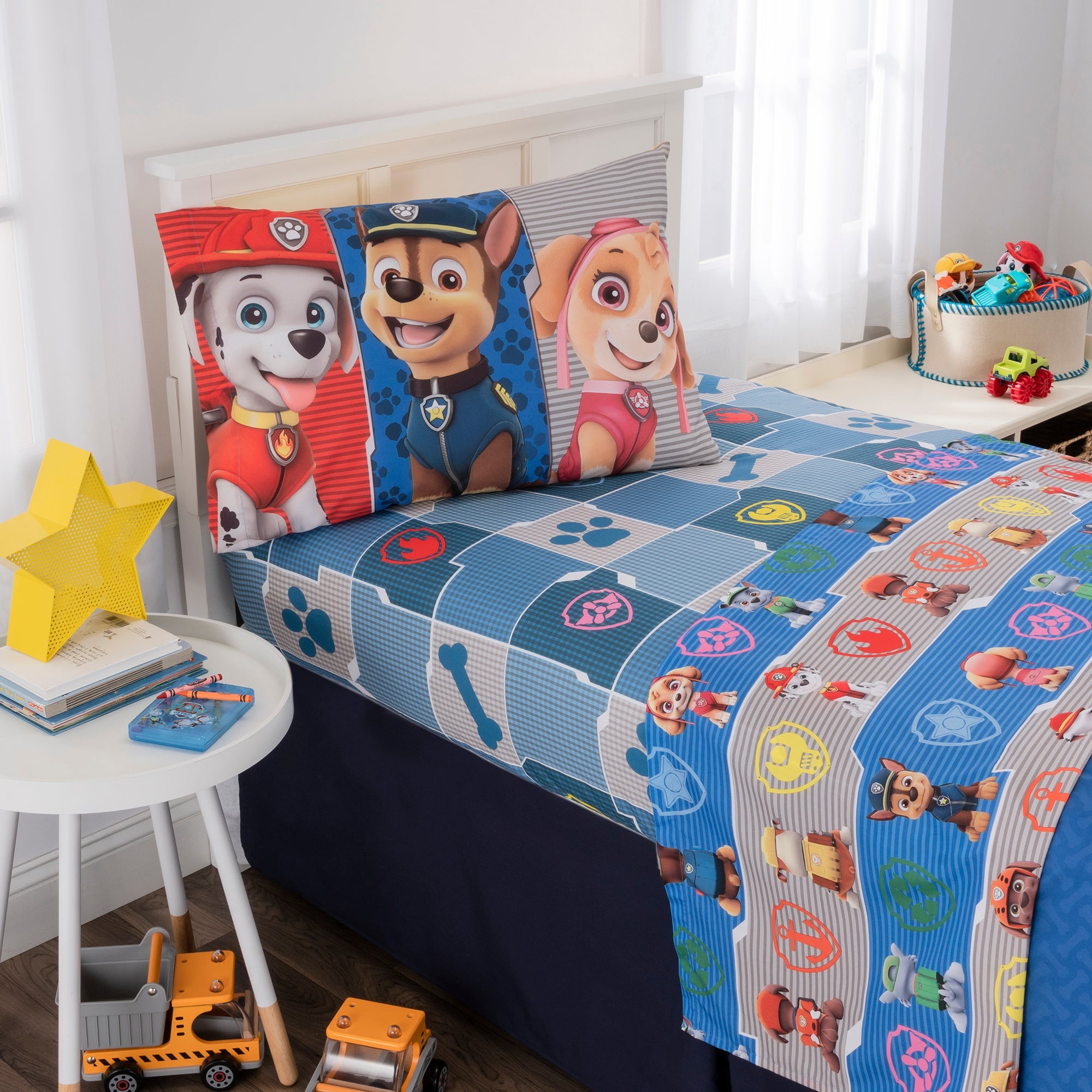 PAW Patrol Kids Twin Bed in a Bag, Comforter and Sheets, Blue and Gray, Nickelodeon