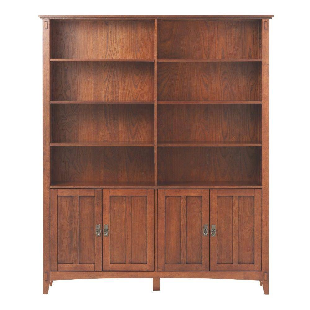 Home Decorators Collection 69 in. Medium Oak Brown Wood Adjustable 8-Shelf Standard Bookcase 9224400550