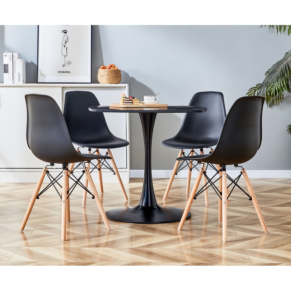 Round 5 pieces Dining Table Set w/High Back Dining Chairs