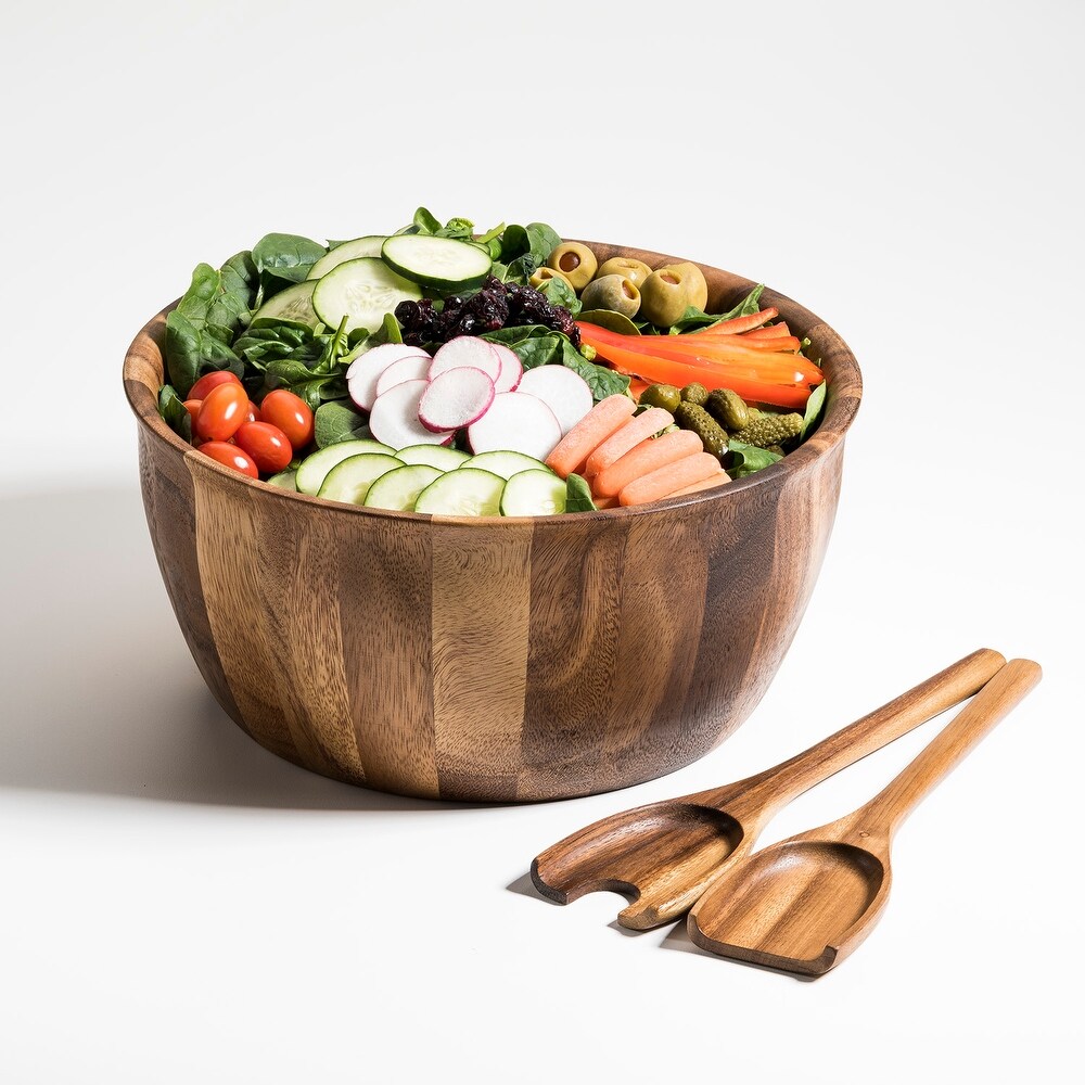 7 Piece   Large Salad Bowl with Servers and 4 Individuals   11 x 11