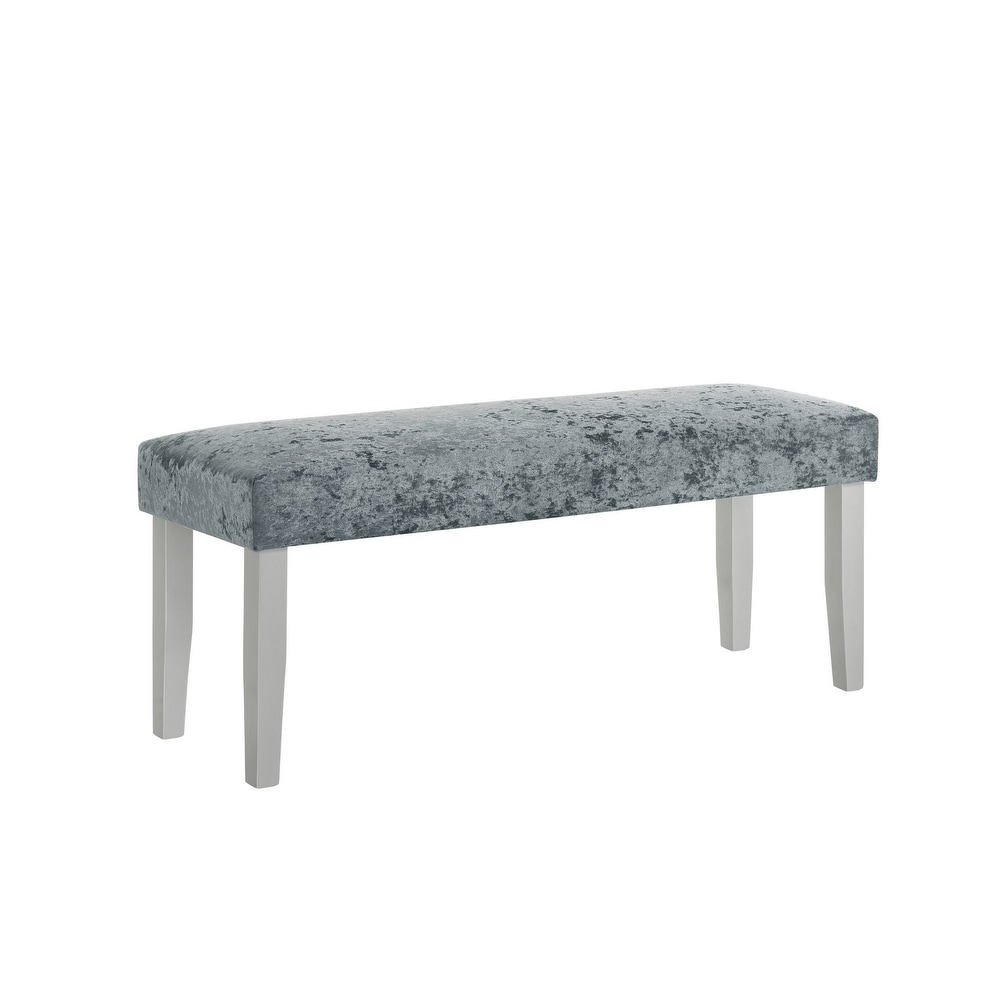 Liam 48 Inch Dining Bench  Wood  Cushioned Gray Fabric Upholstered Seat