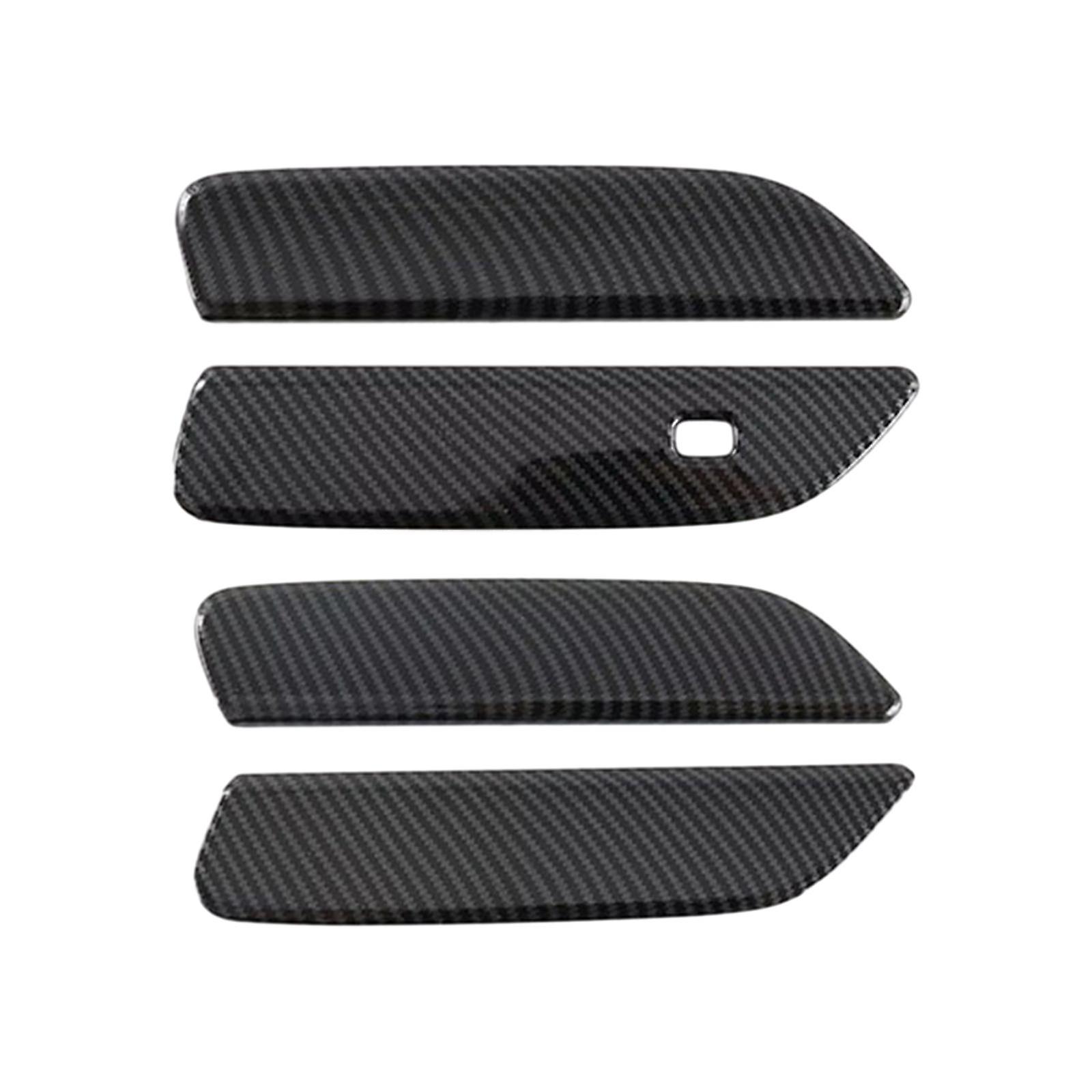 4x Car Door Handle Bowl Covers For Byd Dolphin Ev 2023-2024 Black Carbon Fiber