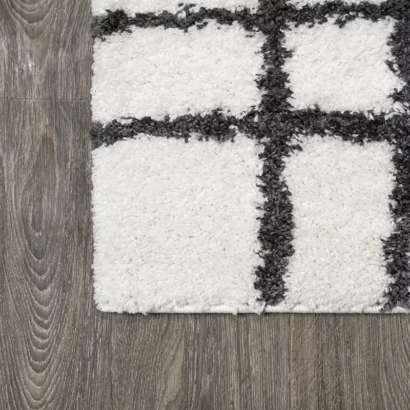 JONATHAN Y Arenal Geometric Grid Shag Rug