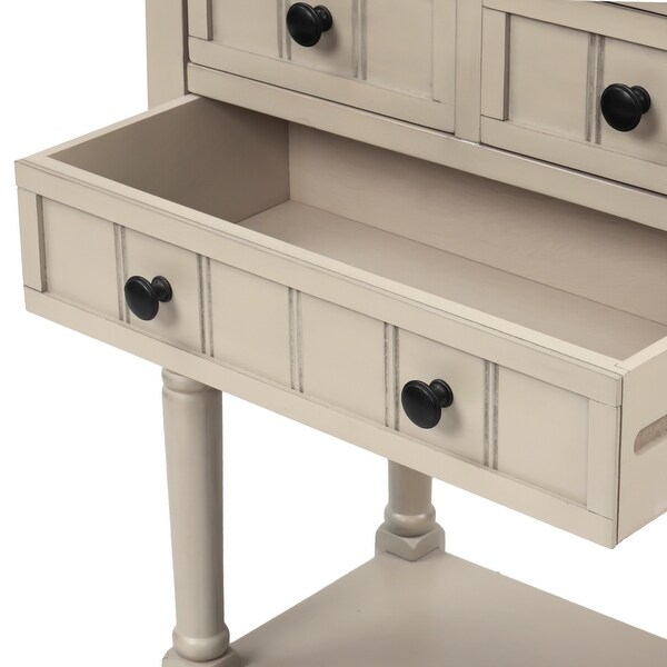 Narrow Console Table， Slim Sofa Table with Three Storage Drawers