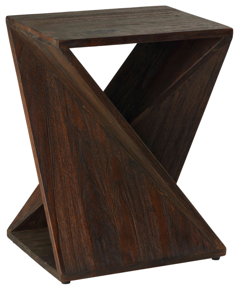 Bare Decor Twister End Table  Reclaimed Solid Teak Wood  Brown   Transitional   Side Tables And End Tables   by CozyStreet  Houzz