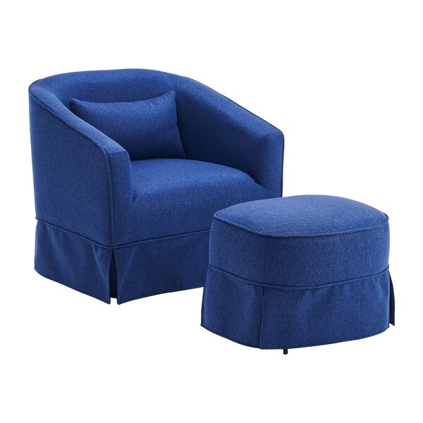 Swivel Barrel Chair With Ottoman，Swivel Accent Chairs Armchair for Living Room