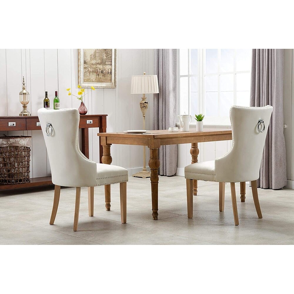 Home Beyond Button tufted Velvet Dining Chairs (Set of 2)   21.25\