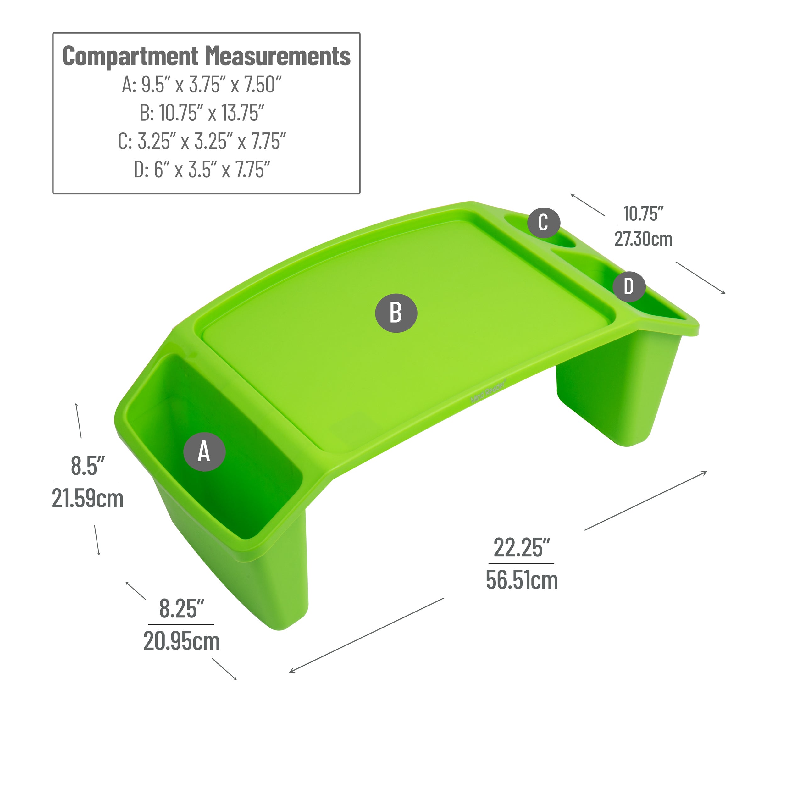 Mind Reader Kids’ Lap Desk, Freestanding Portable Table with Side Pockets for Coloring Books, Tablets, Toys, Reading, Snacks, Plastic, Green, 2-Pack