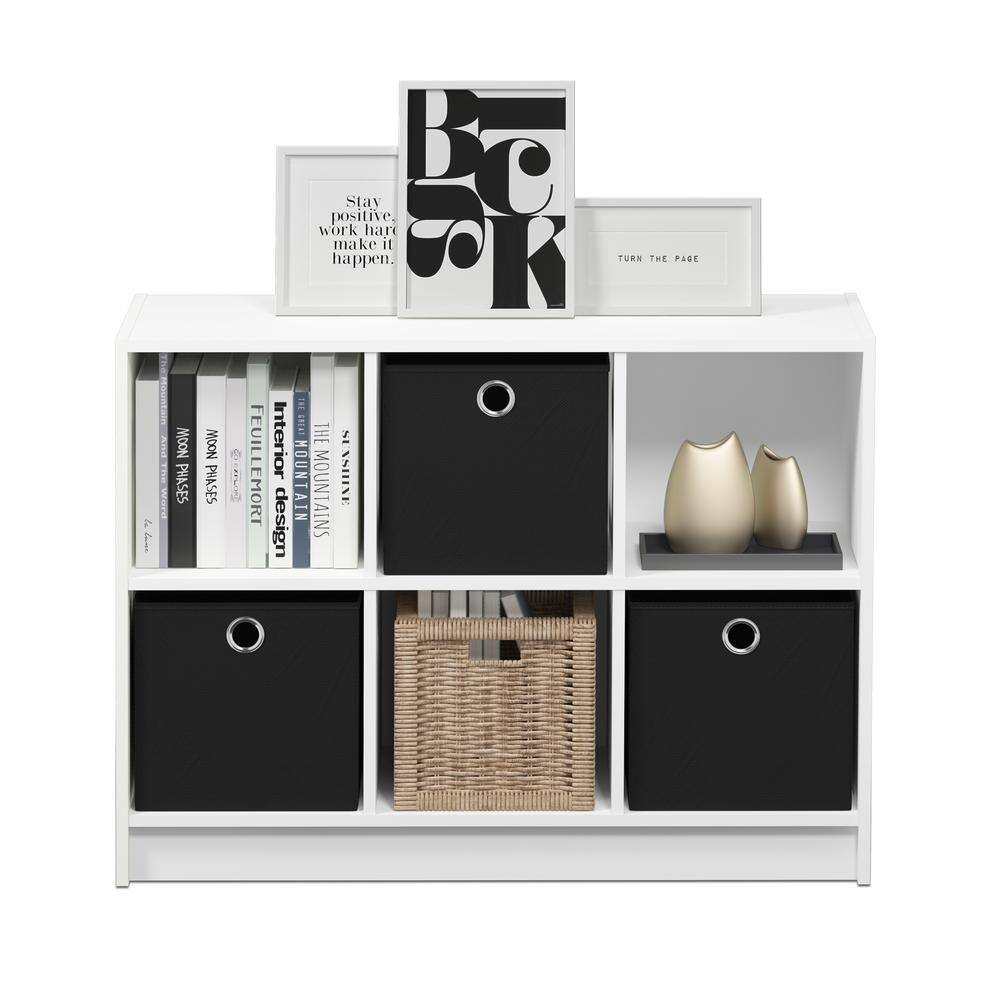 Furinno 23.6 in. WhiteBlack Wood 3-shelf Cube Bookcase with Closed Storage 99940WHBK