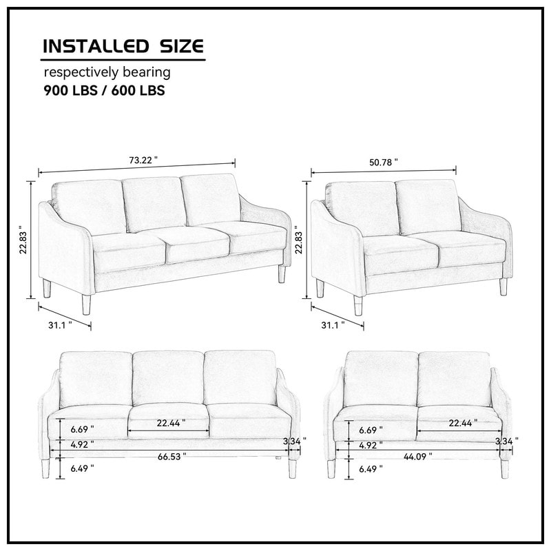 2 Seat Sofa Soft Loveseat for Living Room  Grey Velvet