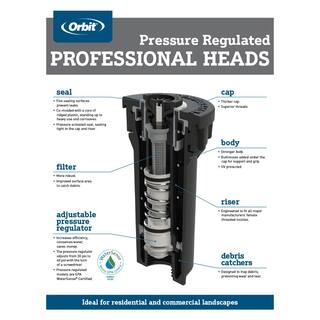 Orbit 2 in. Professional Series Pressure Regulated Pop Up Spray Head Sprinkler with Brass Half Pattern Twin Spray Nozzle 80324