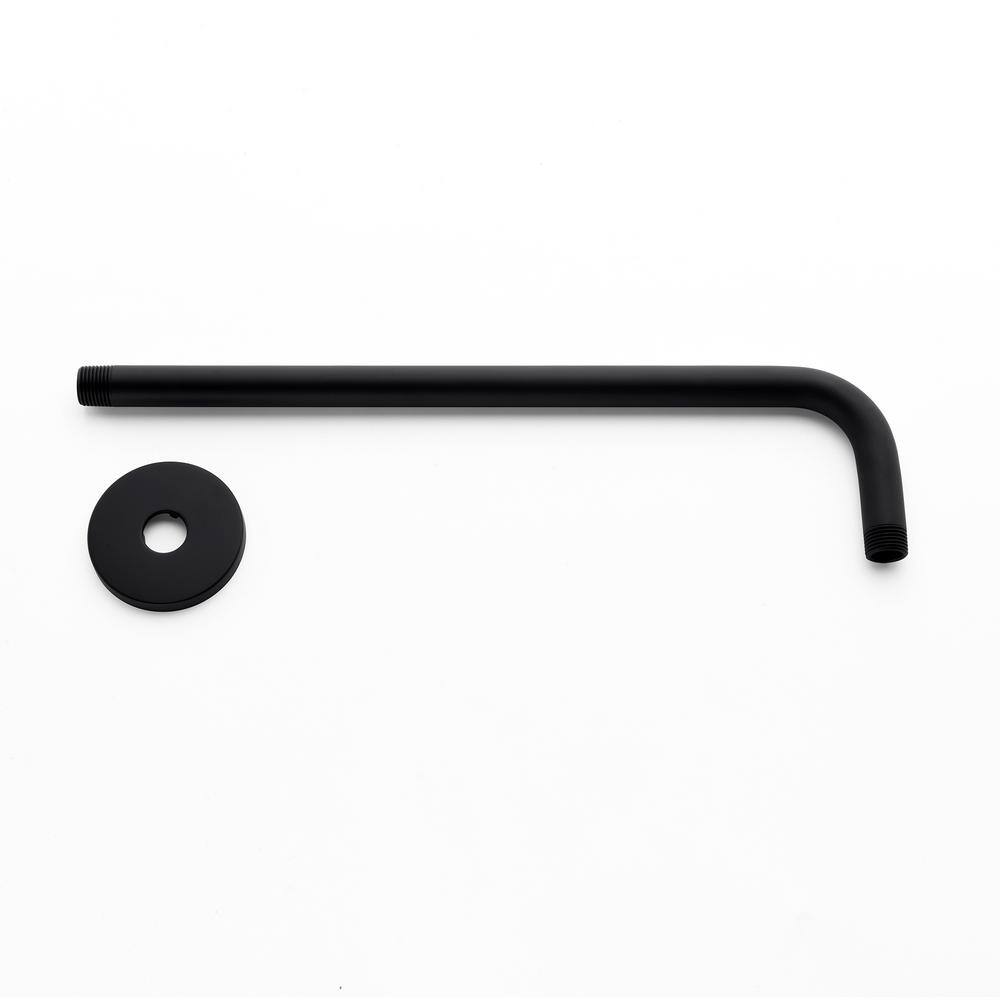 LUXIER 15 in. Shower Arm and Flange Matte Black RA02-M