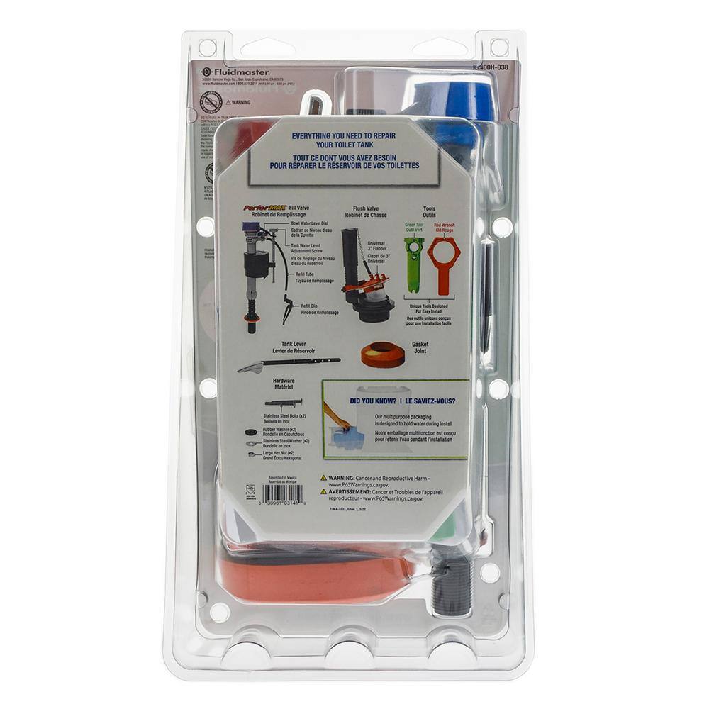 Fluidmaster Performax 3 in. Universal High Performance Everything Toilet Repair Kit with Install Tools K-400H-038-T4