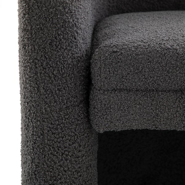 Clément 28 Wide Contemporary Upholstered Accent Barrel Chair with Black Base by HULALA HOME