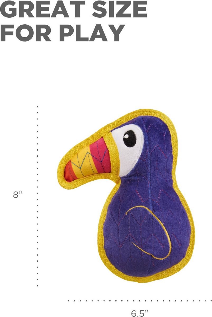 Outward Hound Xtreme Seamz Toucan Squeaky Durable Dog Toy， Purple， Medium