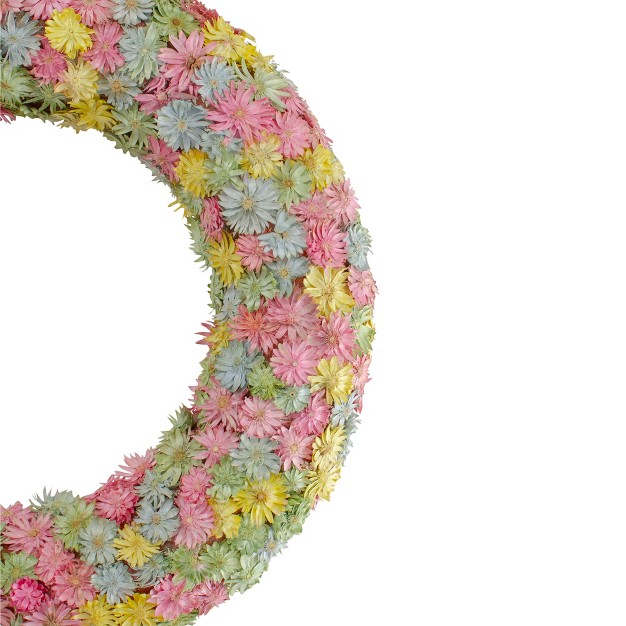 Northlight Multi colored Daisy Artificial Spring Floral Wreath 10 inch