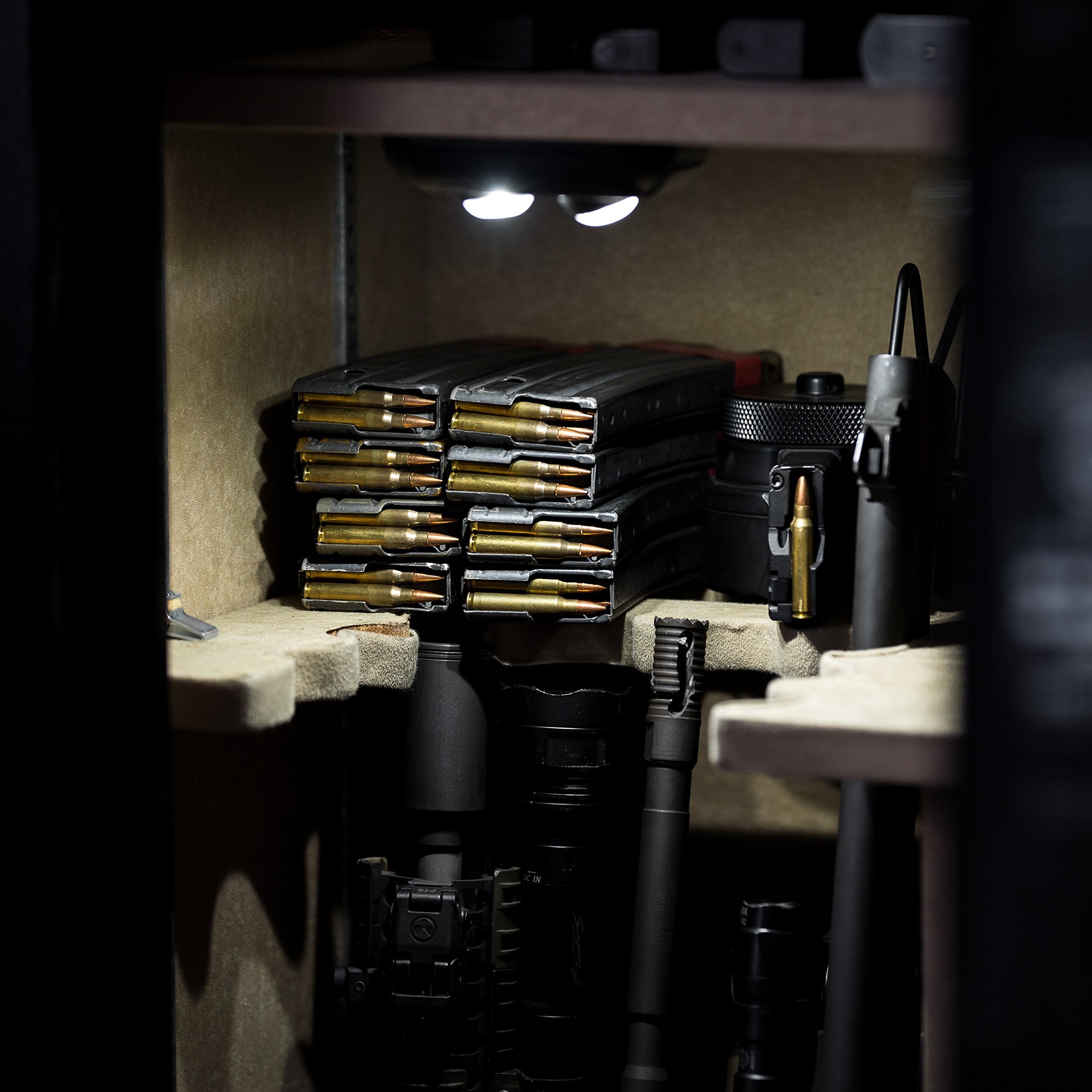 Safe Light with PIR Motion Sensor Light Activation -with Two Adjustable and Rotatable LED Lens for Directional Lighting for The Interior of Gun Safes， Lockers， and Cabinets