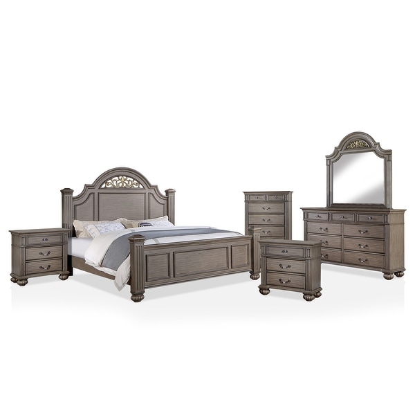 Furniture of America Vame Traditional Grey 6-Piece Bedroom Set - - 36139332